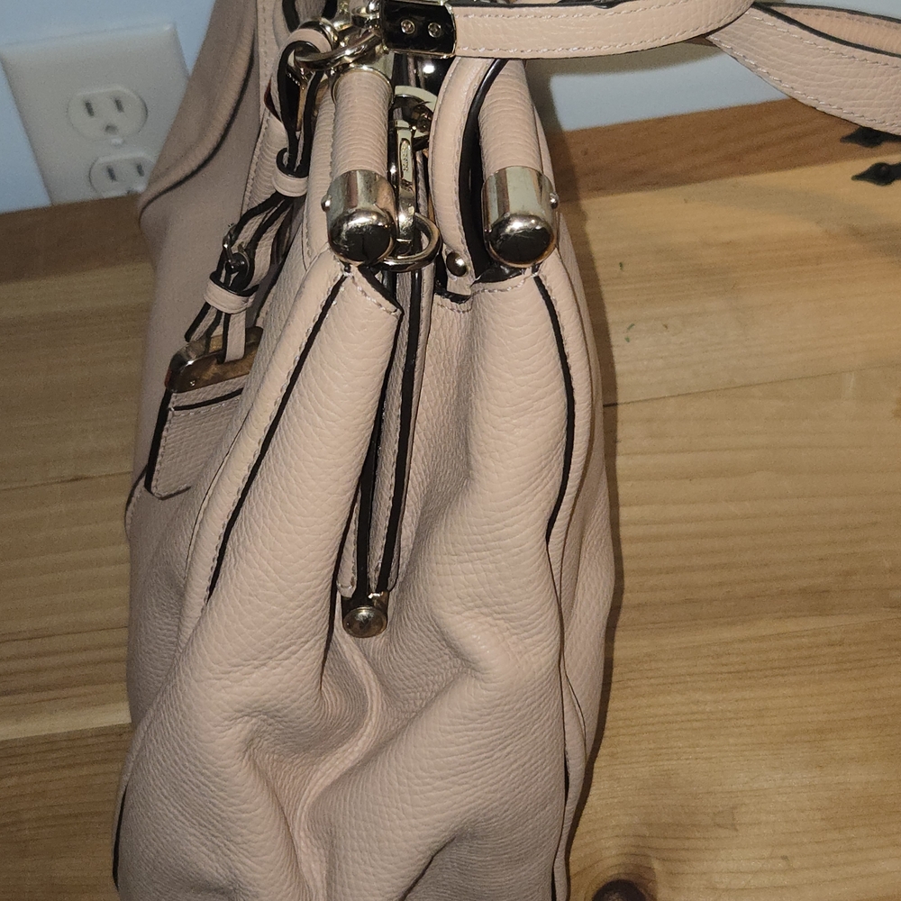 COACH Madison Caroline Peach/Nude Satchel Textured Leather Handbag Rare Retired - Picture 11 of 14